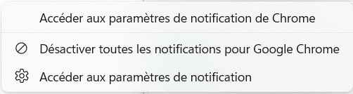paramètres des notifications