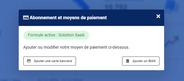 Fenêtre d'ajout d'un moyen de paiement dans Notifadz via Stripe