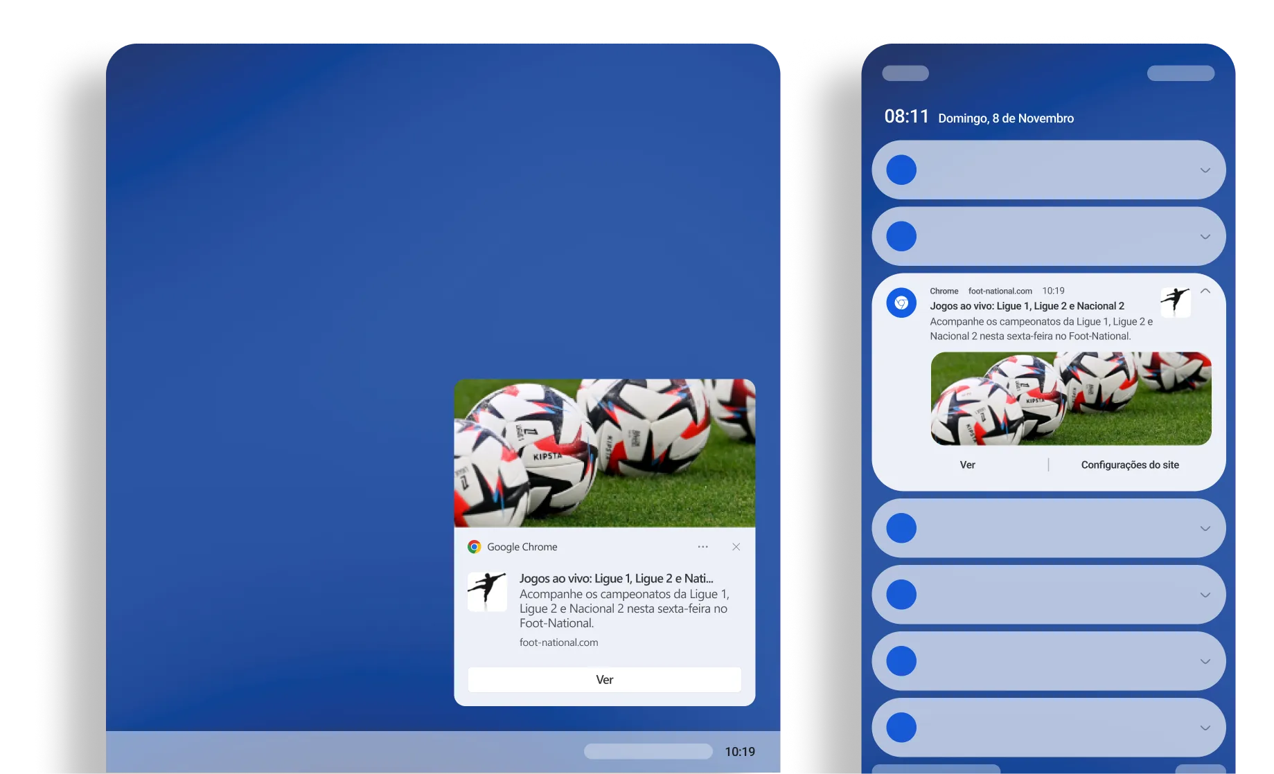 Exemplo de notificação Web Push da rede publicitária Horyzon