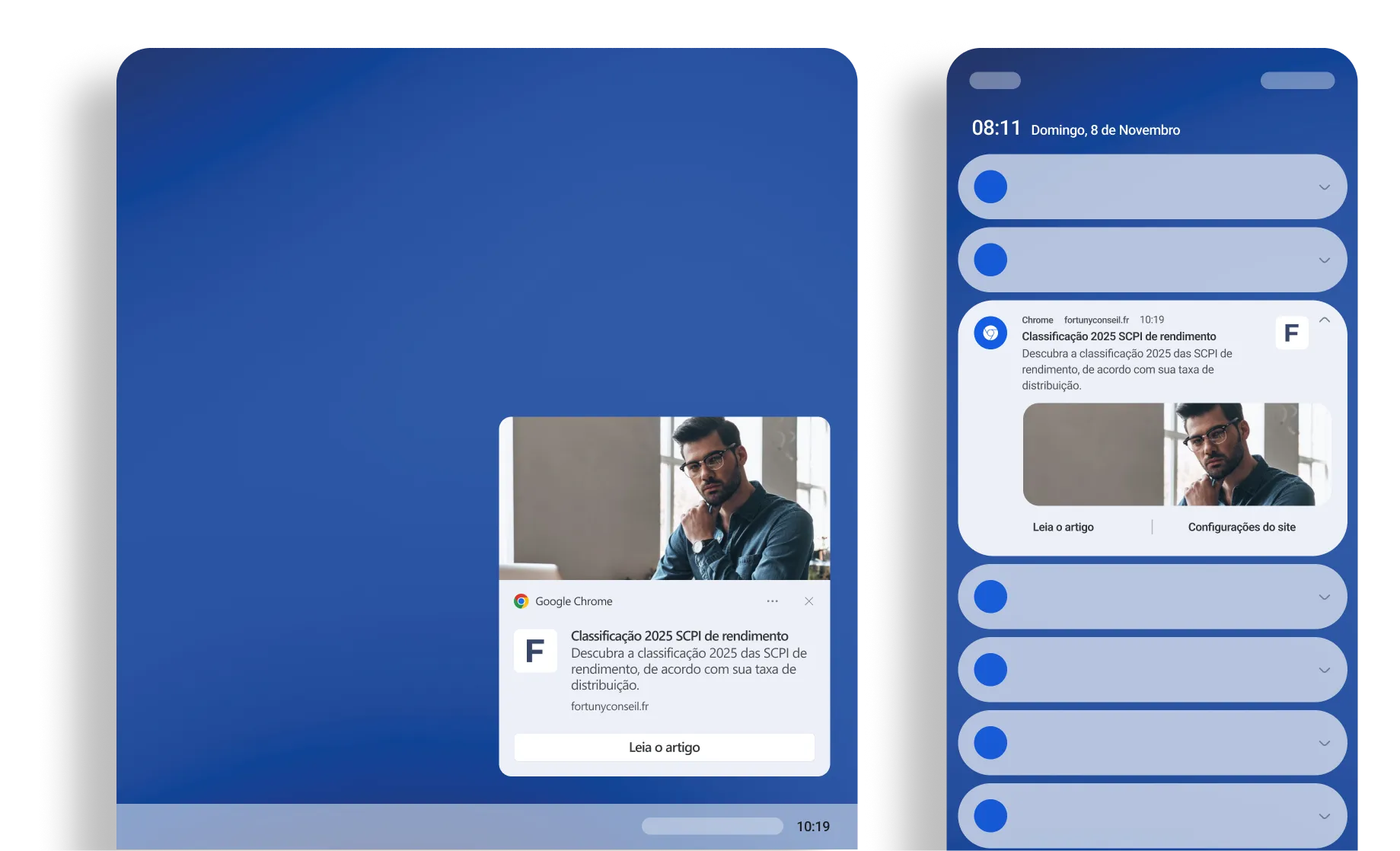 Exemplo de notificação Web Push da rede publicitária Starty Media