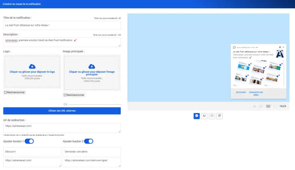 La création de la Web Push Notification