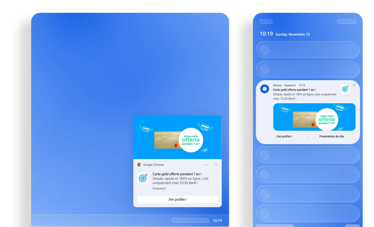 Web Push sur desktop et mobile par FLOA funnel marketing conversion